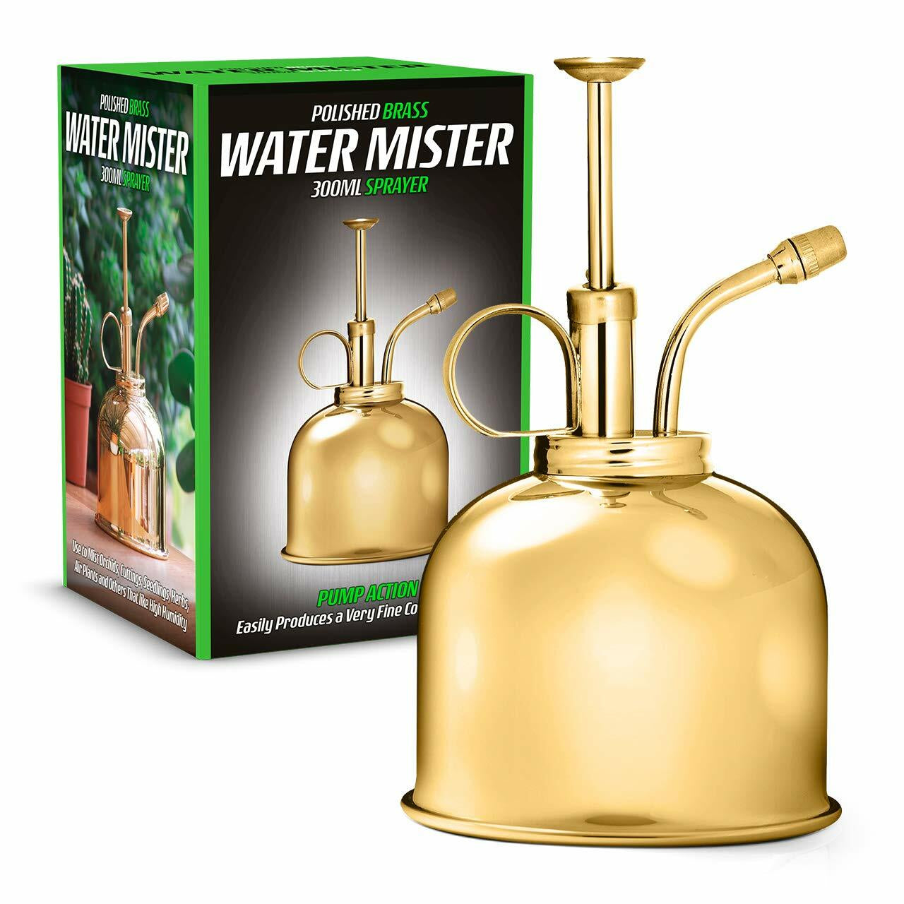 Plant Water Mister Vintage Polished Solid Brass Spray Indoor Garden Bottle 300Ml