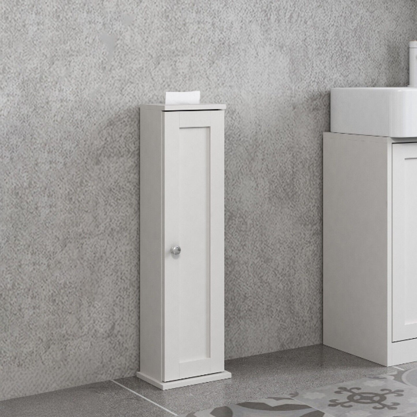 3Pc Bathroom Wood Unit under Sink Cabinet Mirror Cupboard Toilet Paper Dispenser