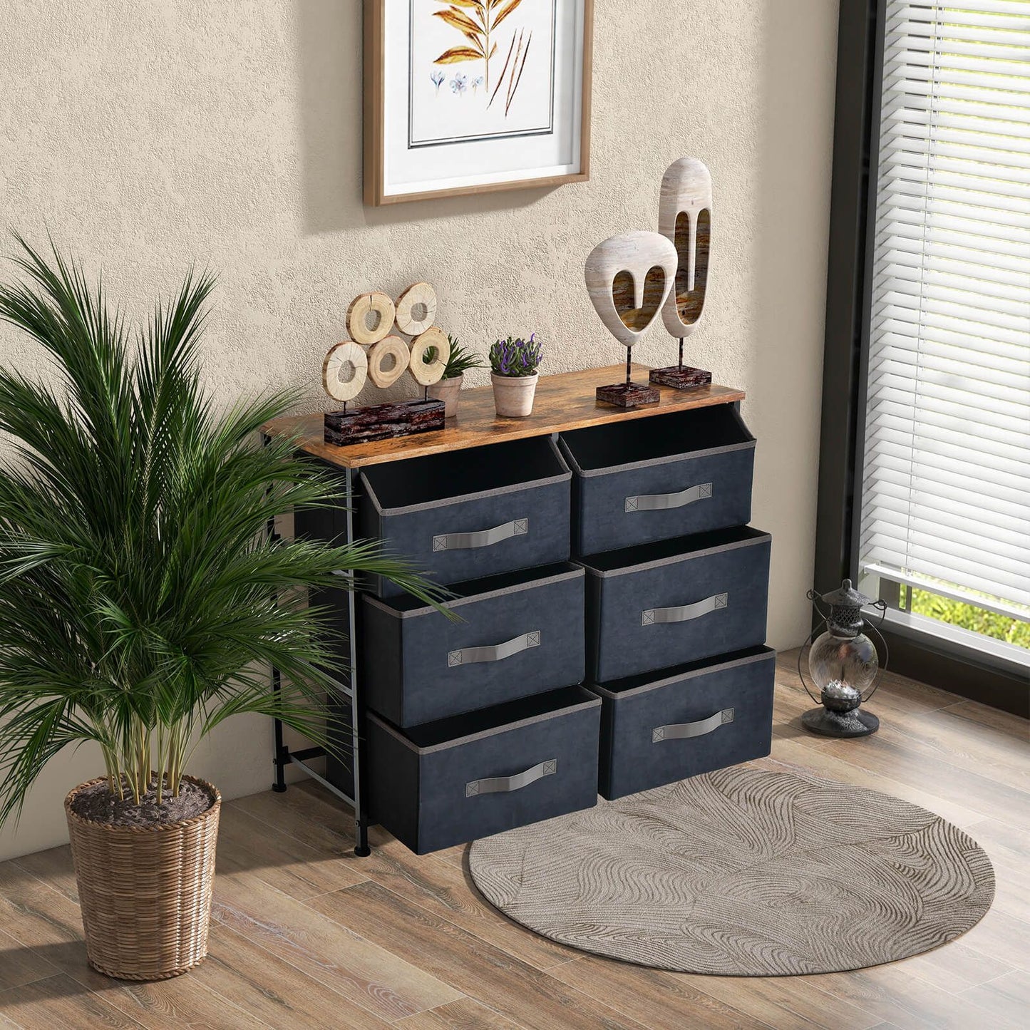 6-Drawer Dresser with Metal Frame and Anti-Toppling Devices