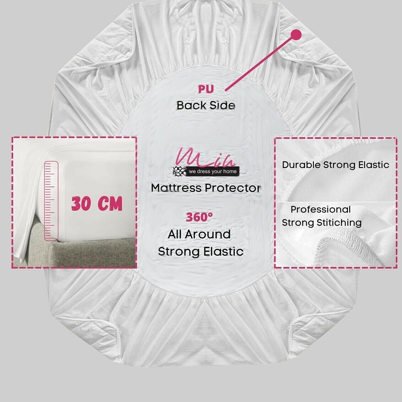 New Waterproof Terry Towel Mattress Protector Fitted Bed Cover Double Non-Noisy