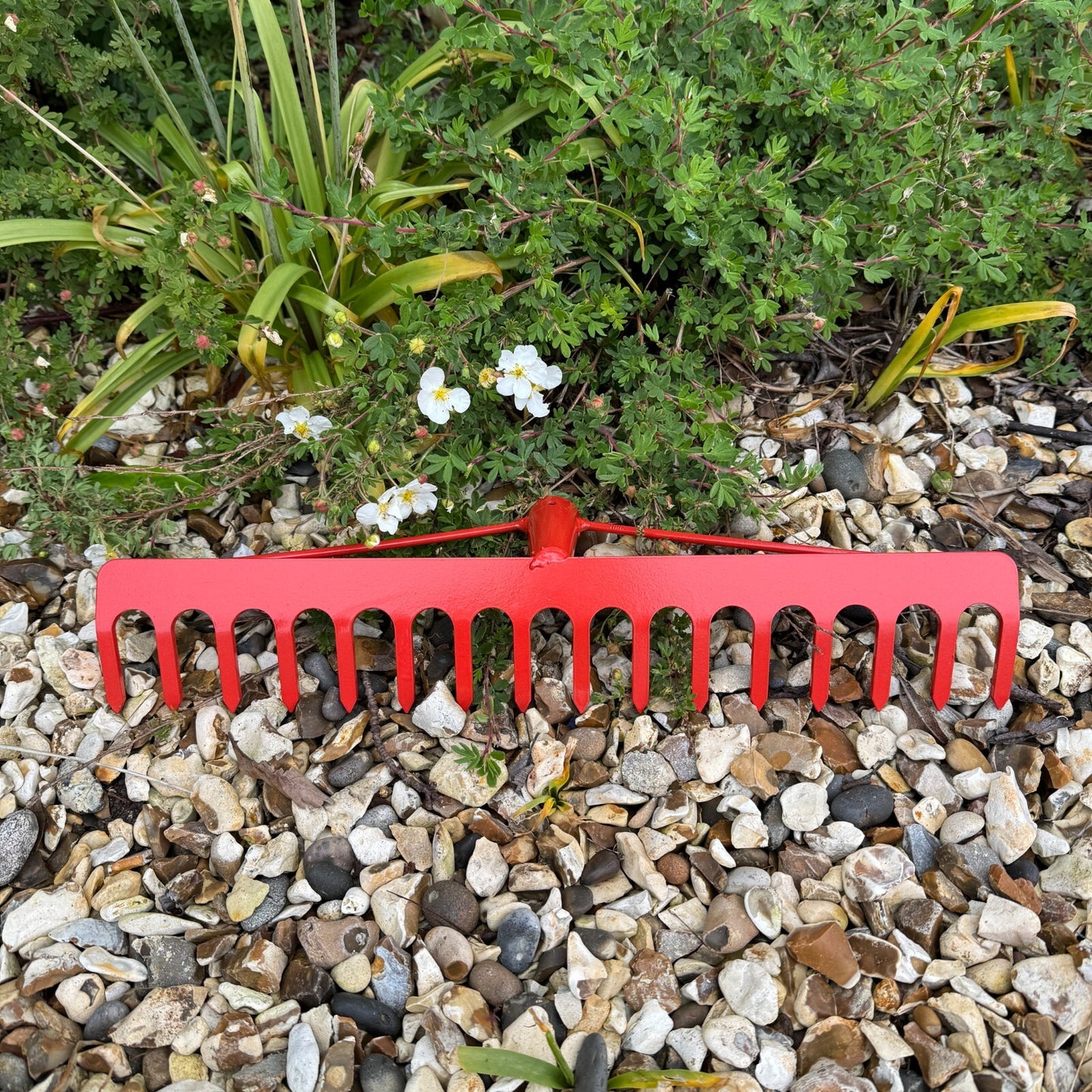 Garden Rake Steel Hardened Heavy-Duty for Hay Leaves Lawn Pebbles Removal Tool