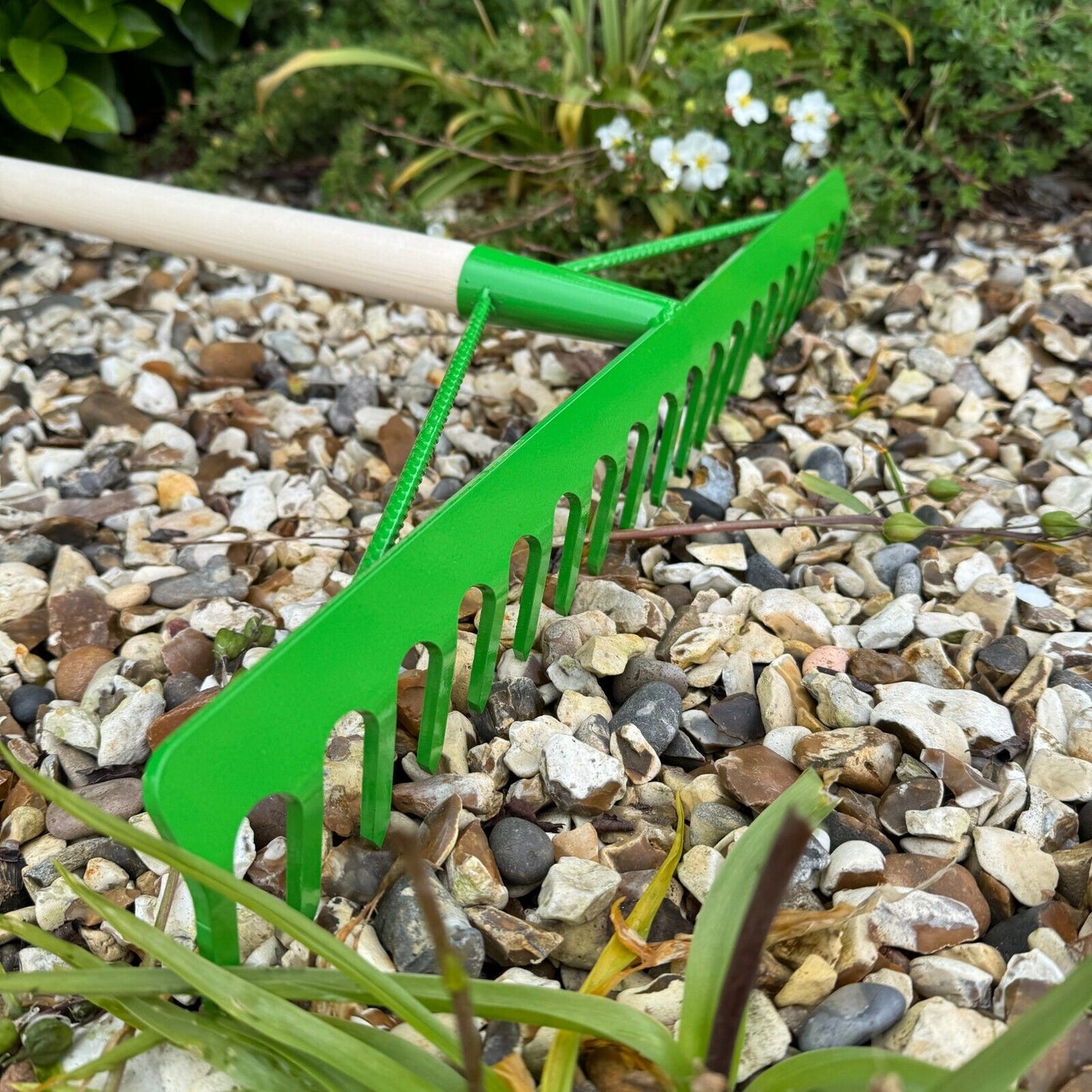 Garden Rake Steel Hardened Heavy-Duty for Hay Leaves Lawn Pebbles Removal Tool