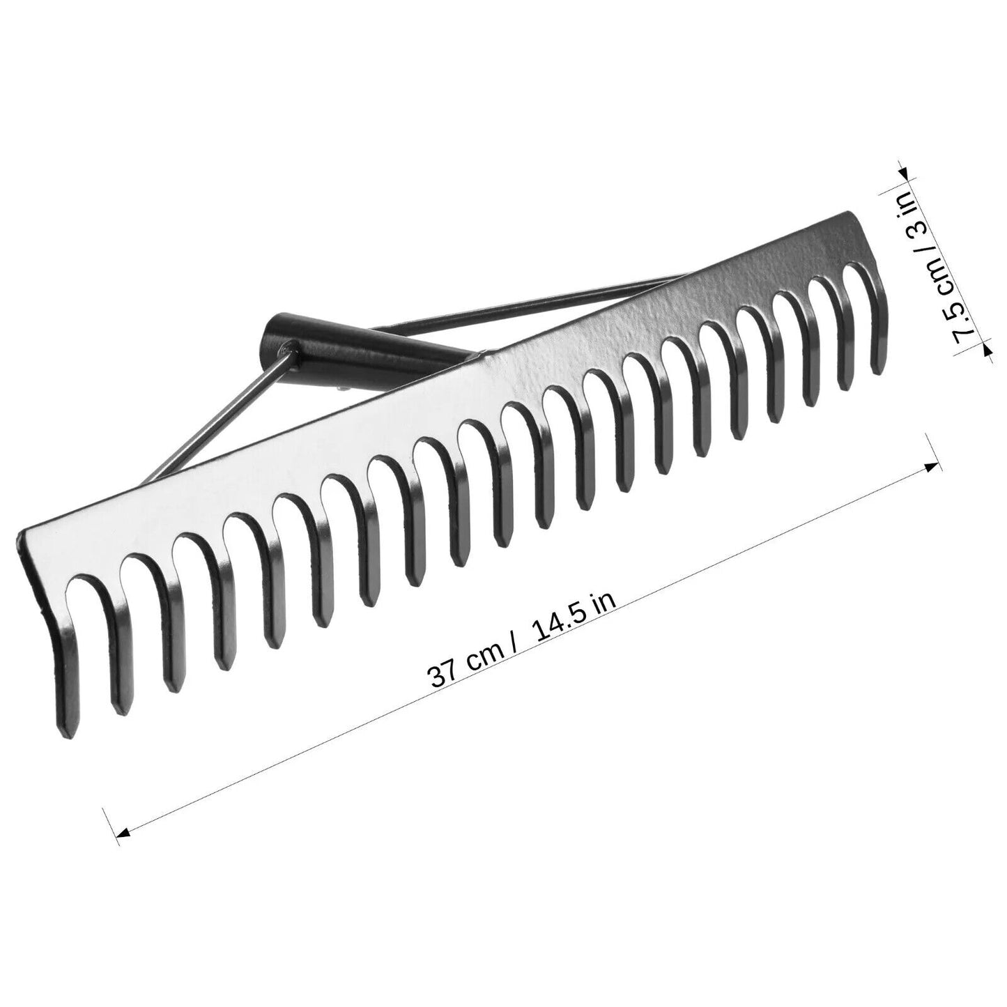 Garden Rake Steel Hardened Heavy-Duty for Hay Leaves Lawn Pebbles Removal Tool