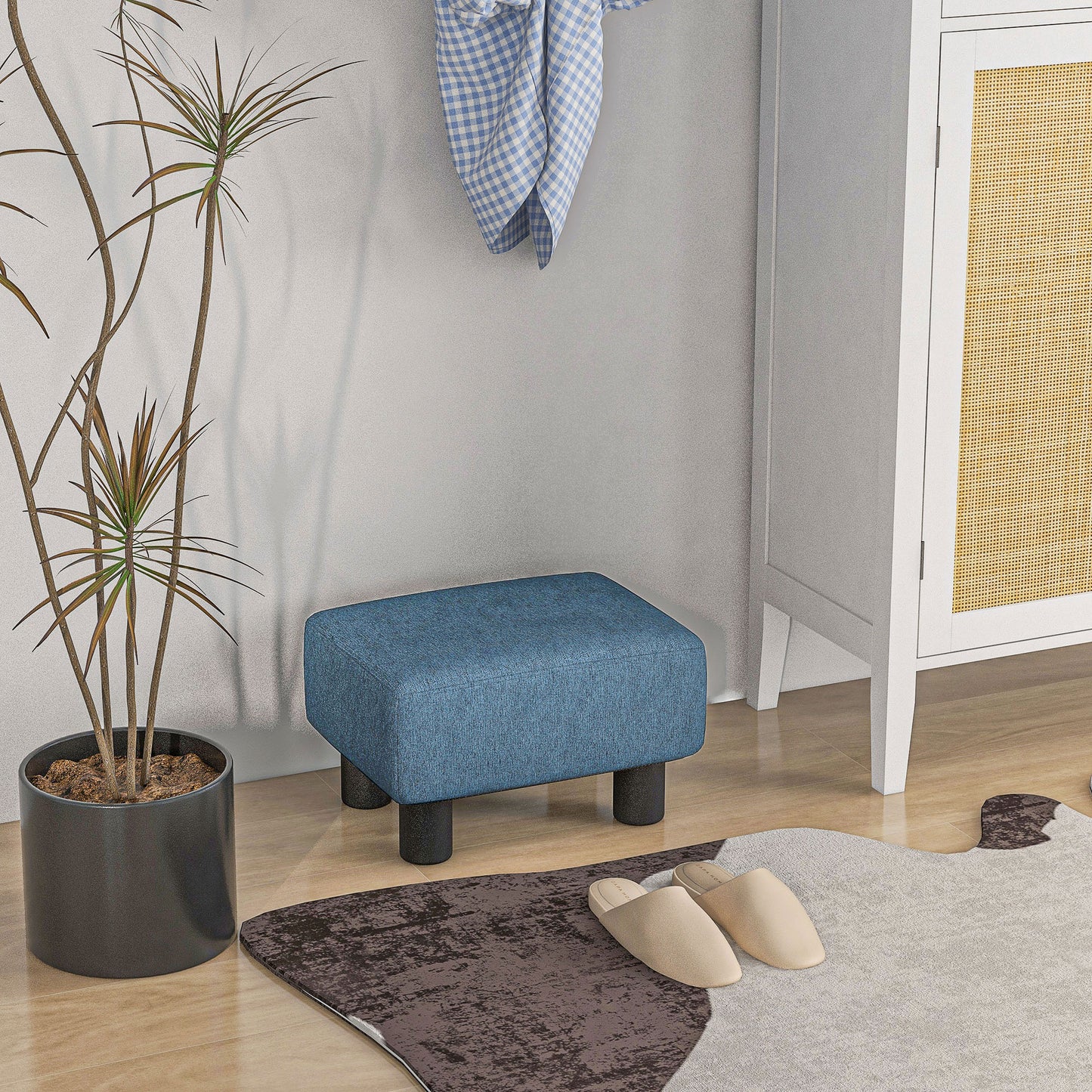 Footstool Small Footrest Upholstery with Plastic Legs