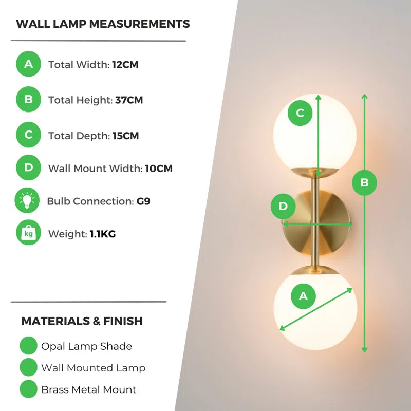 Anjelyna Brass and Frosted Glass Wall Light - Classy Two Light Sconce, Chic Modern Design