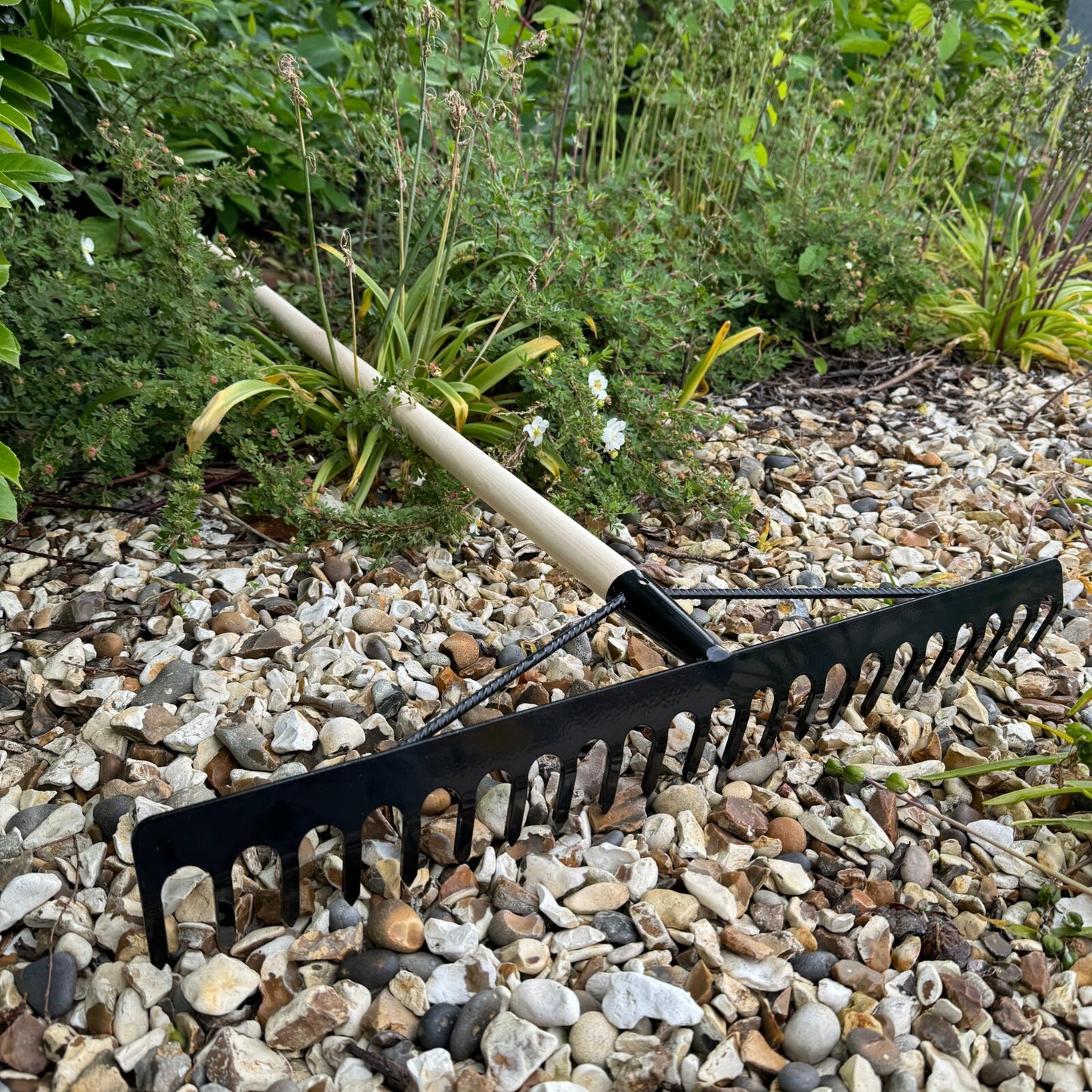 Garden Rake Steel Hardened Heavy-Duty for Hay Leaves Lawn Pebbles Removal Tool