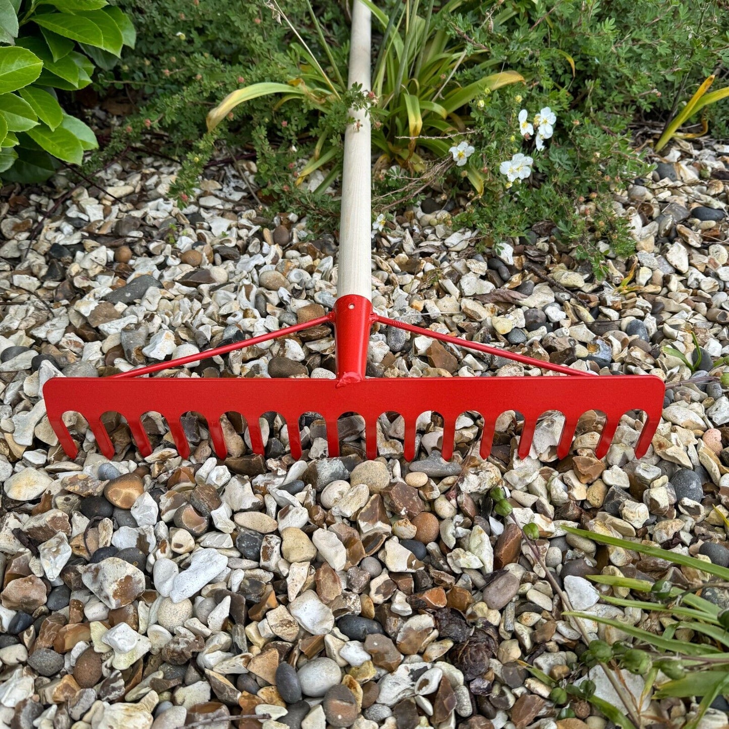 Garden Rake Steel Hardened Heavy-Duty for Hay Leaves Lawn Pebbles Removal Tool
