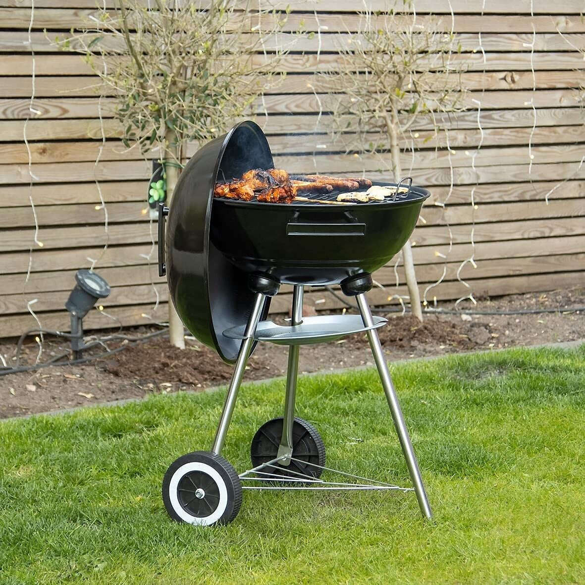 17’ Charcoal Kettle BBQ Grill with Lid & Wheels / Outdoor, Picnic, Camping, Cook