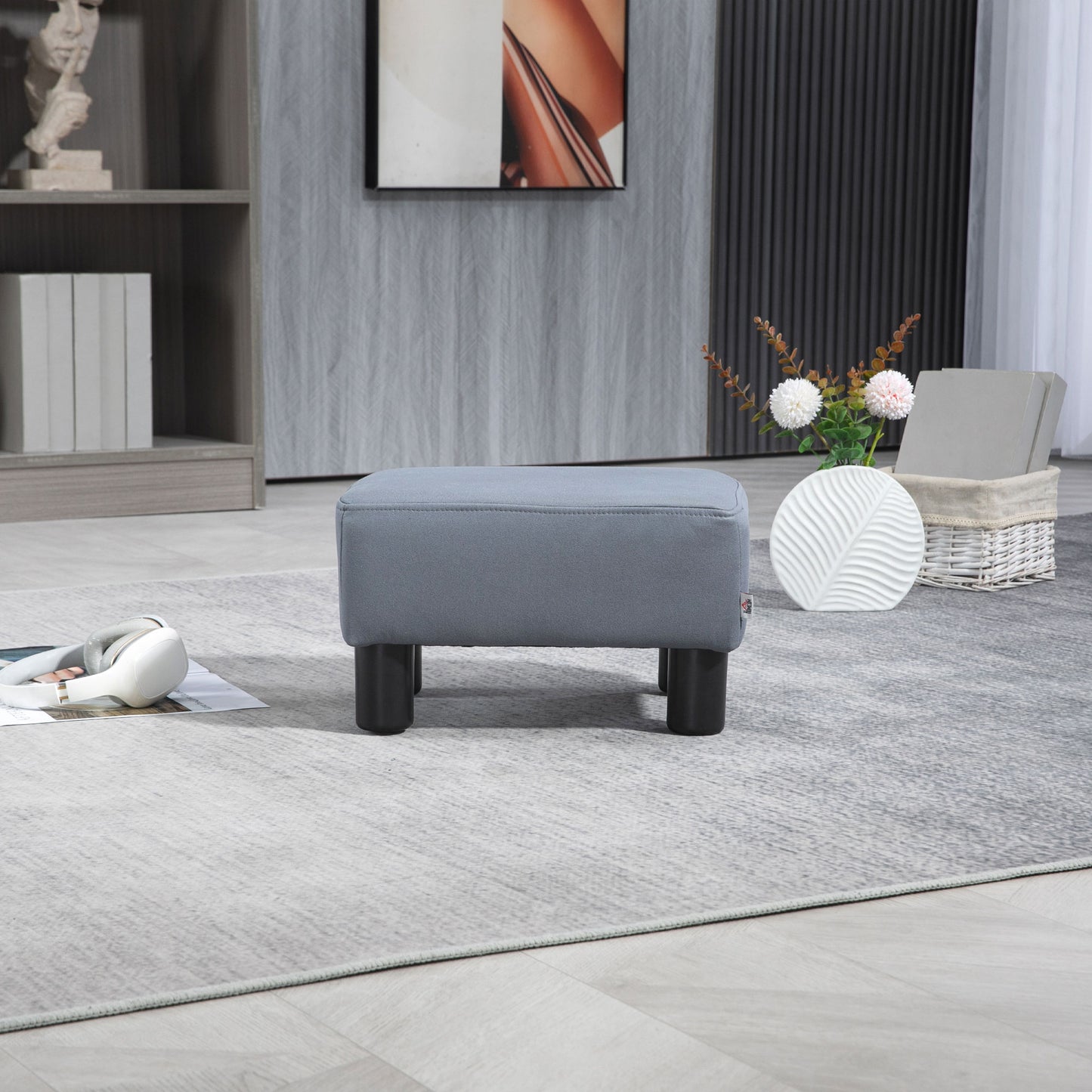 Footstool Small Footrest Upholstery with Plastic Legs