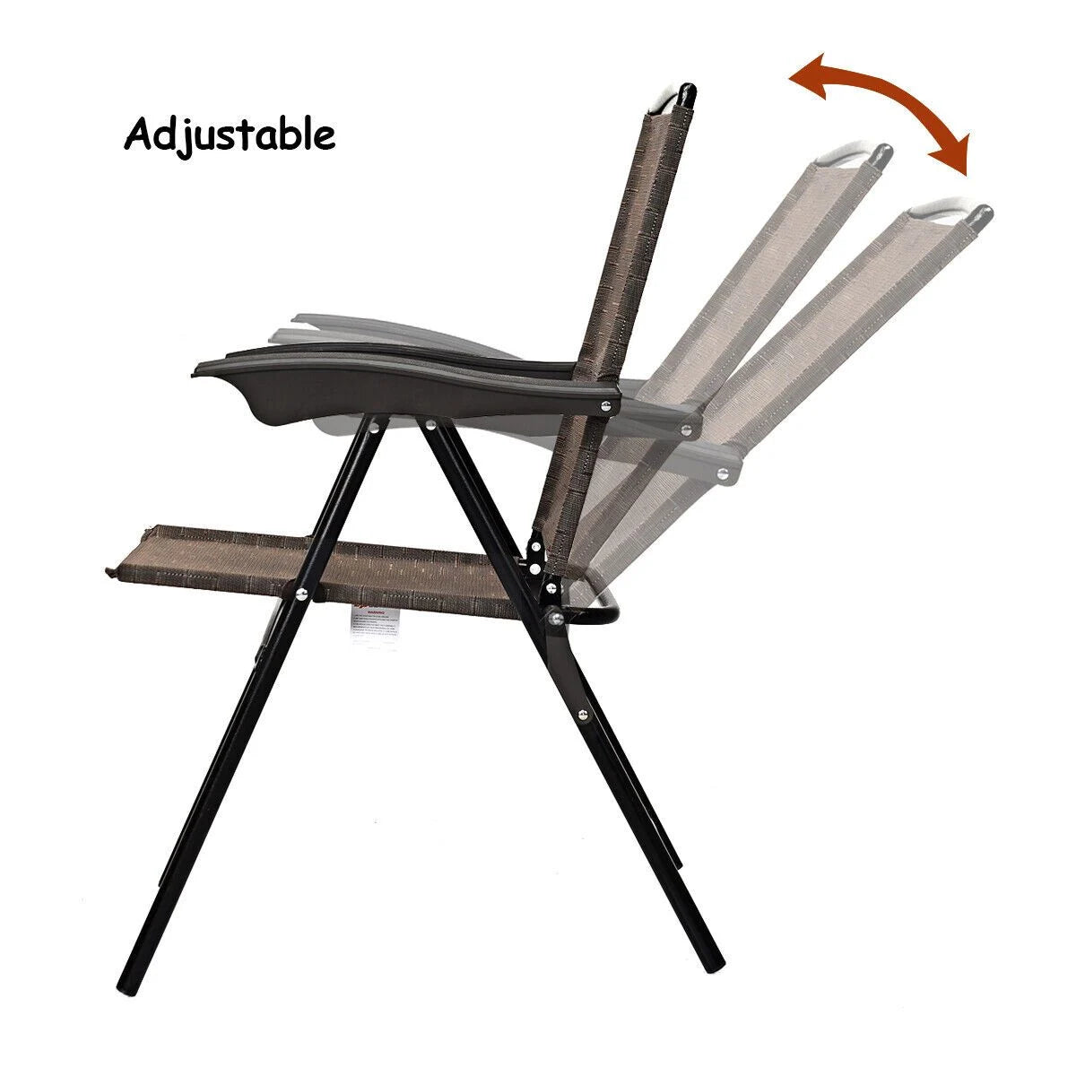 Set of 4 Patio Folding Chairs Portable Garden Armchairs Adjustable