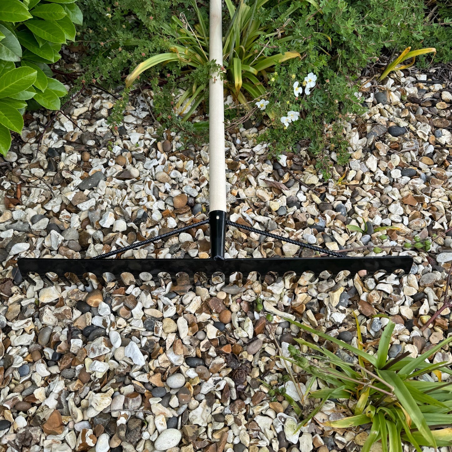 Garden Rake Steel Hardened Heavy-Duty for Hay Leaves Lawn Pebbles Removal Tool