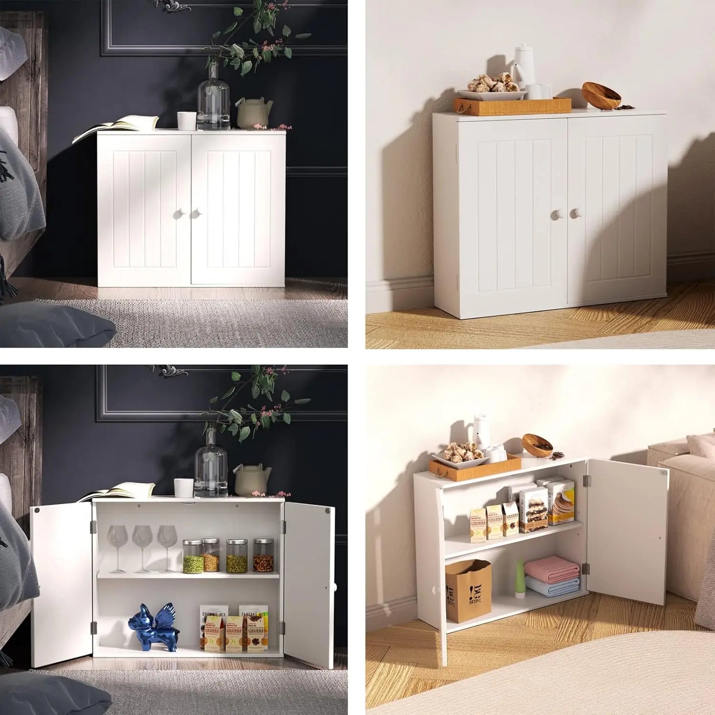 BRIEFNESS Living Room Cabinet Entry Cabinet Wall Cabinet Storage Cabinet Storage Cabinet with Double Doors and Adjustable Shelve