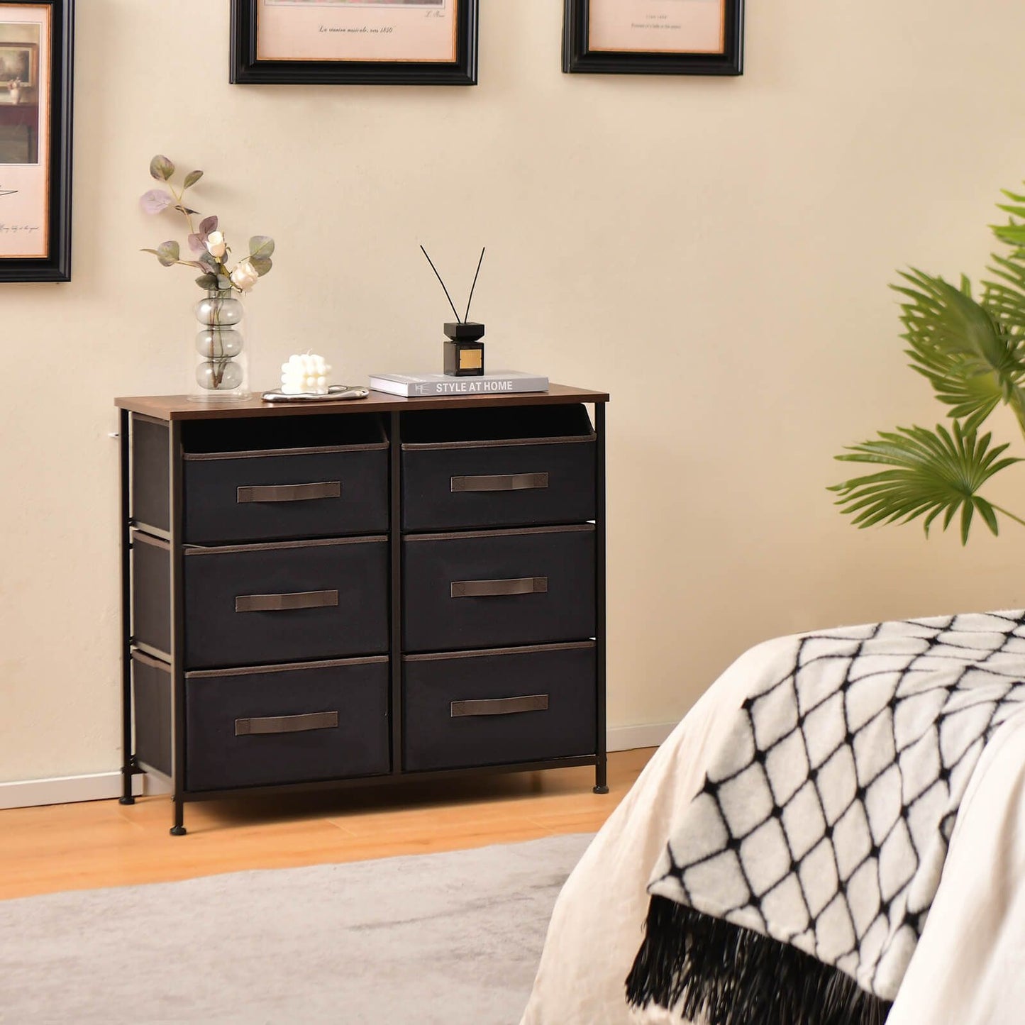 6-Drawer Dresser with Metal Frame and Anti-Toppling Devices