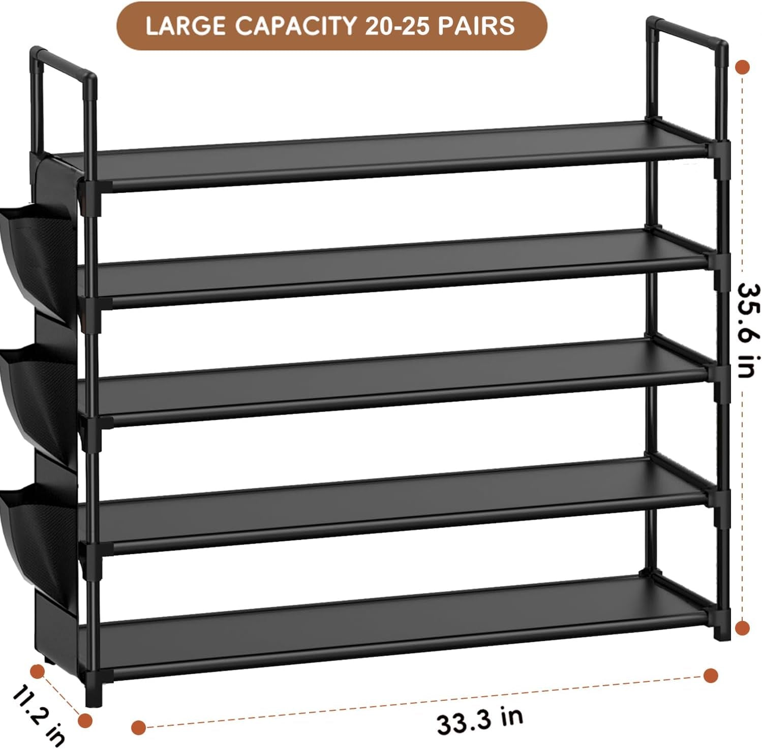 Shoe Rack 5 Tier Shoe Organizer Storage 20-25 Pairs Shoes Rack for Closet Shoes Rack Organizer Entryway Shoe Holder Space Saving Shoe Shelf Shoe Stand Large Tall Shoes Tower Garage Door
