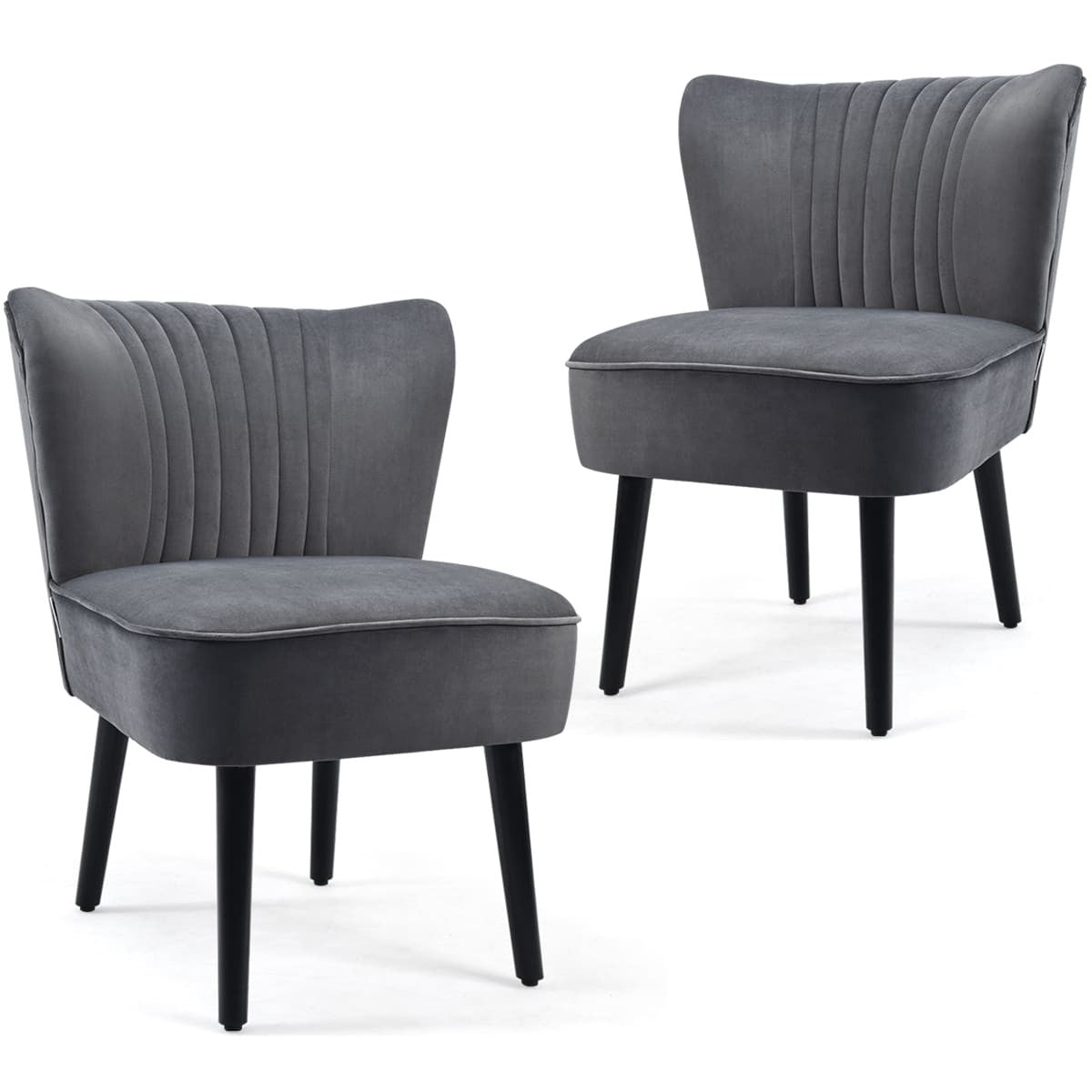 COSTWAY Velvet Accent Chair Set of 2 Modern Leisure Chair Armless Chair