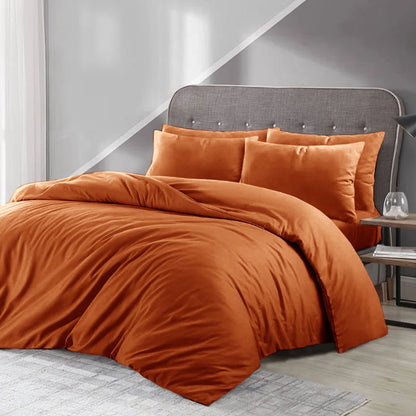 Lameya Luxury Microfibre 200 TC Duvet Cover Plain Bedding Sets with Pillow Cases