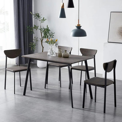 Dining Table and Chairs Set Metal Wood Effect Table Dining Set 4 Chairs Blake