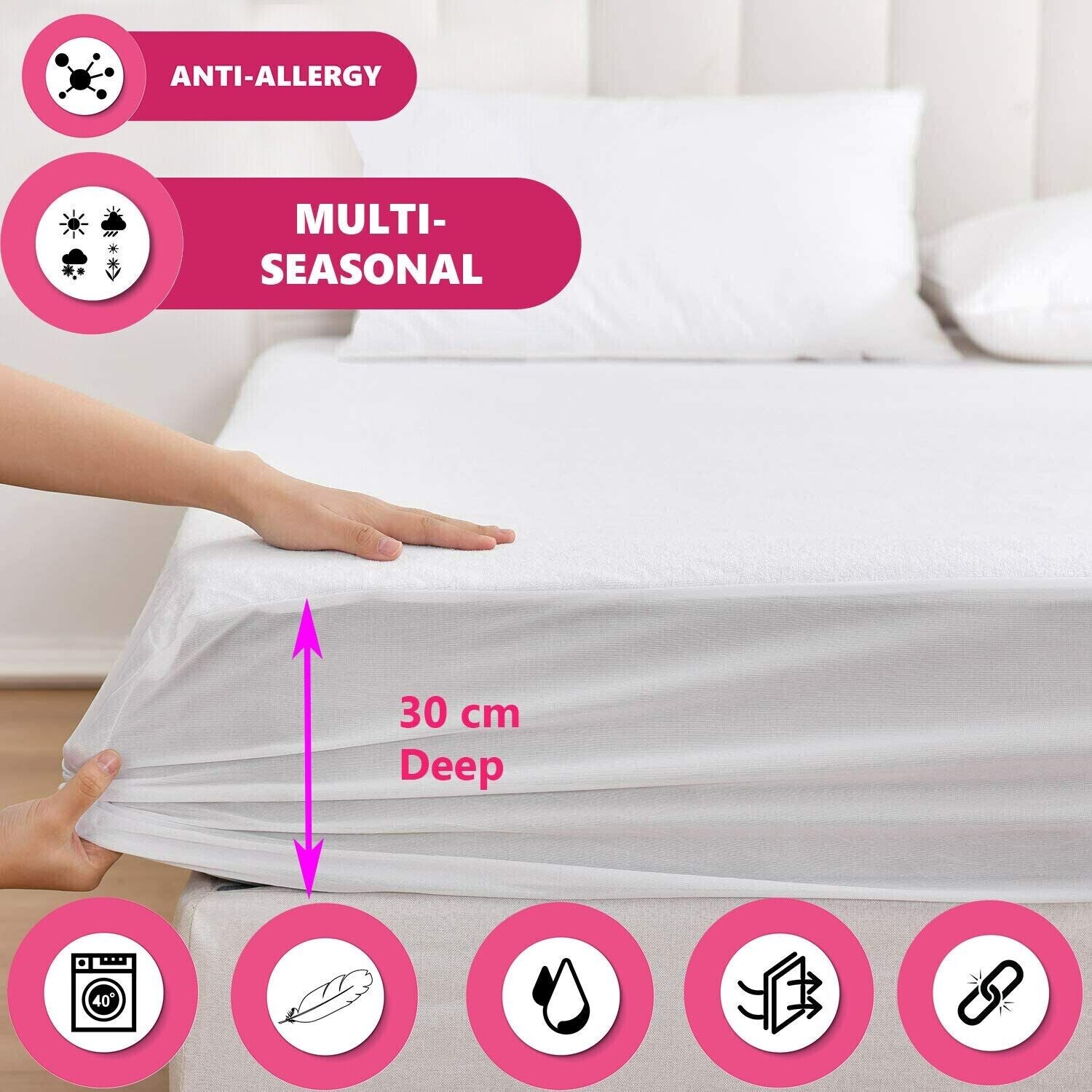 New Waterproof Terry Towel Mattress Protector Fitted Bed Cover Double Non-Noisy