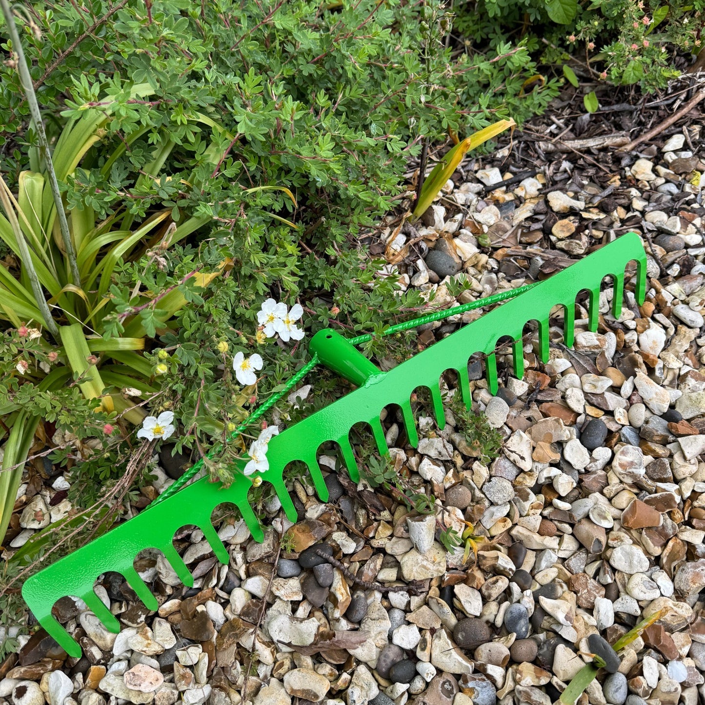 Garden Rake Steel Hardened Heavy-Duty for Hay Leaves Lawn Pebbles Removal Tool