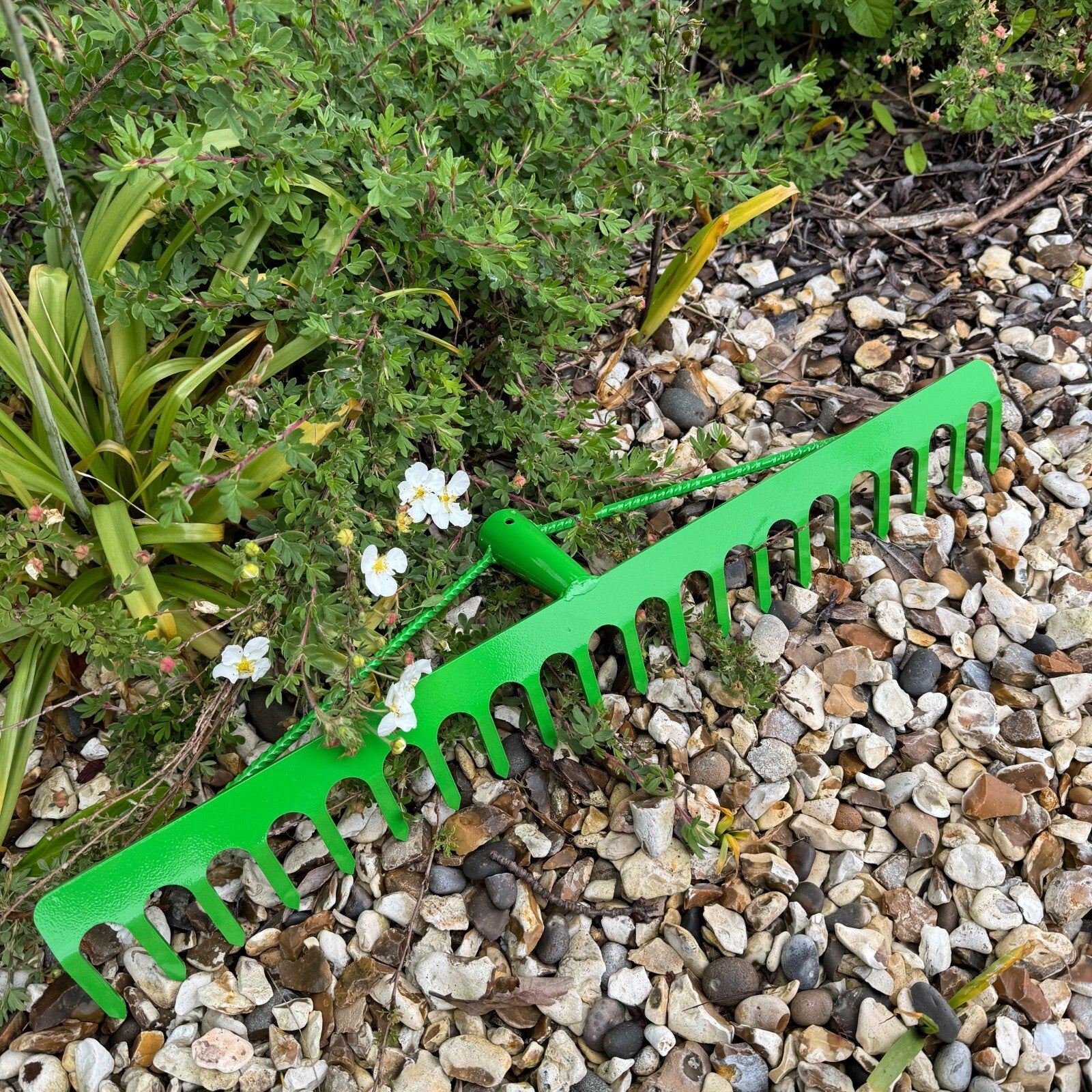 Garden Rake Steel Hardened Heavy-Duty for Hay Leaves Lawn Pebbles Removal Tool