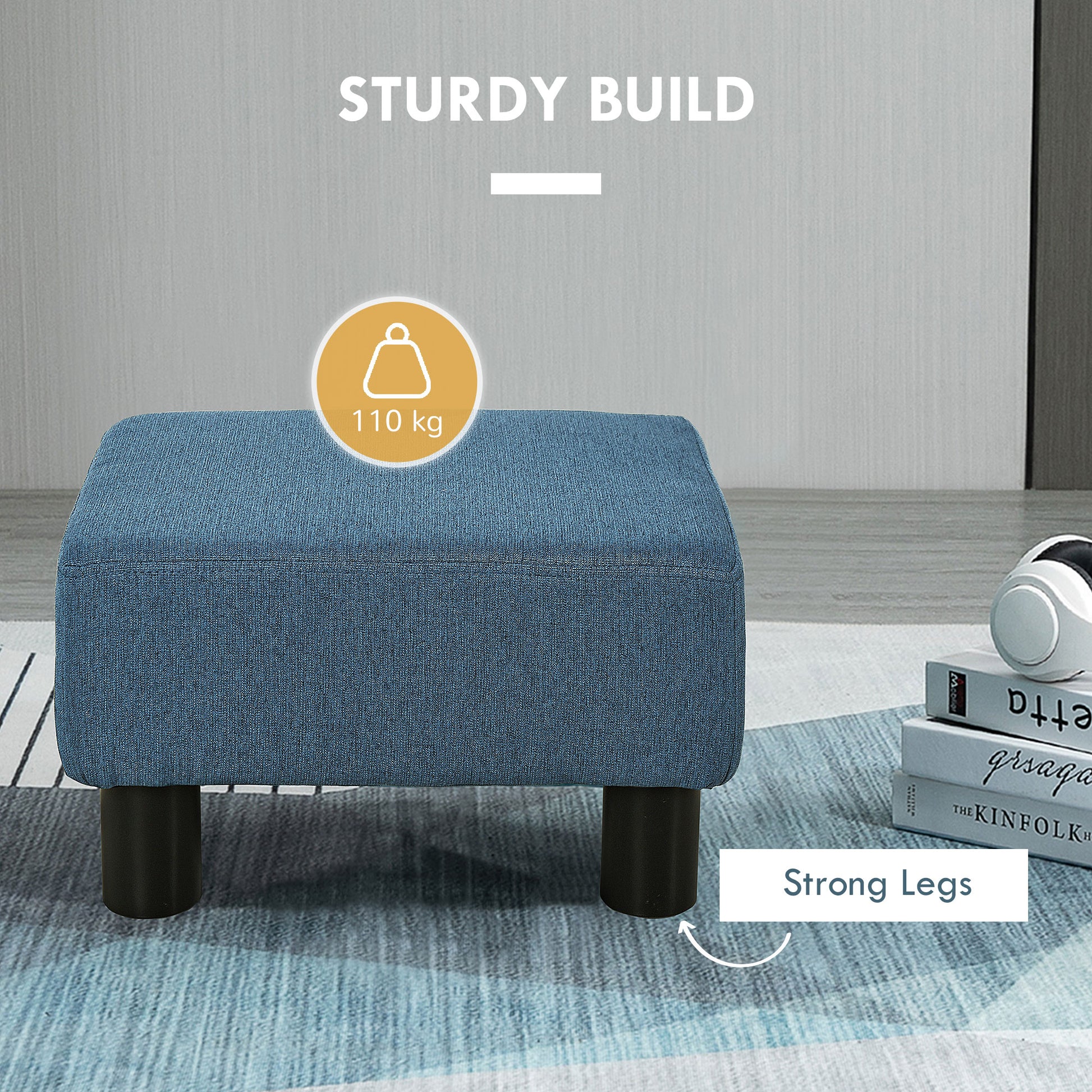 Footstool Small Footrest Upholstery with Plastic Legs