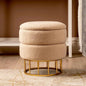 Adelane Velvet Boucle Storage Stool for Bedroom Furniture, Modern round Storage Accent Stool