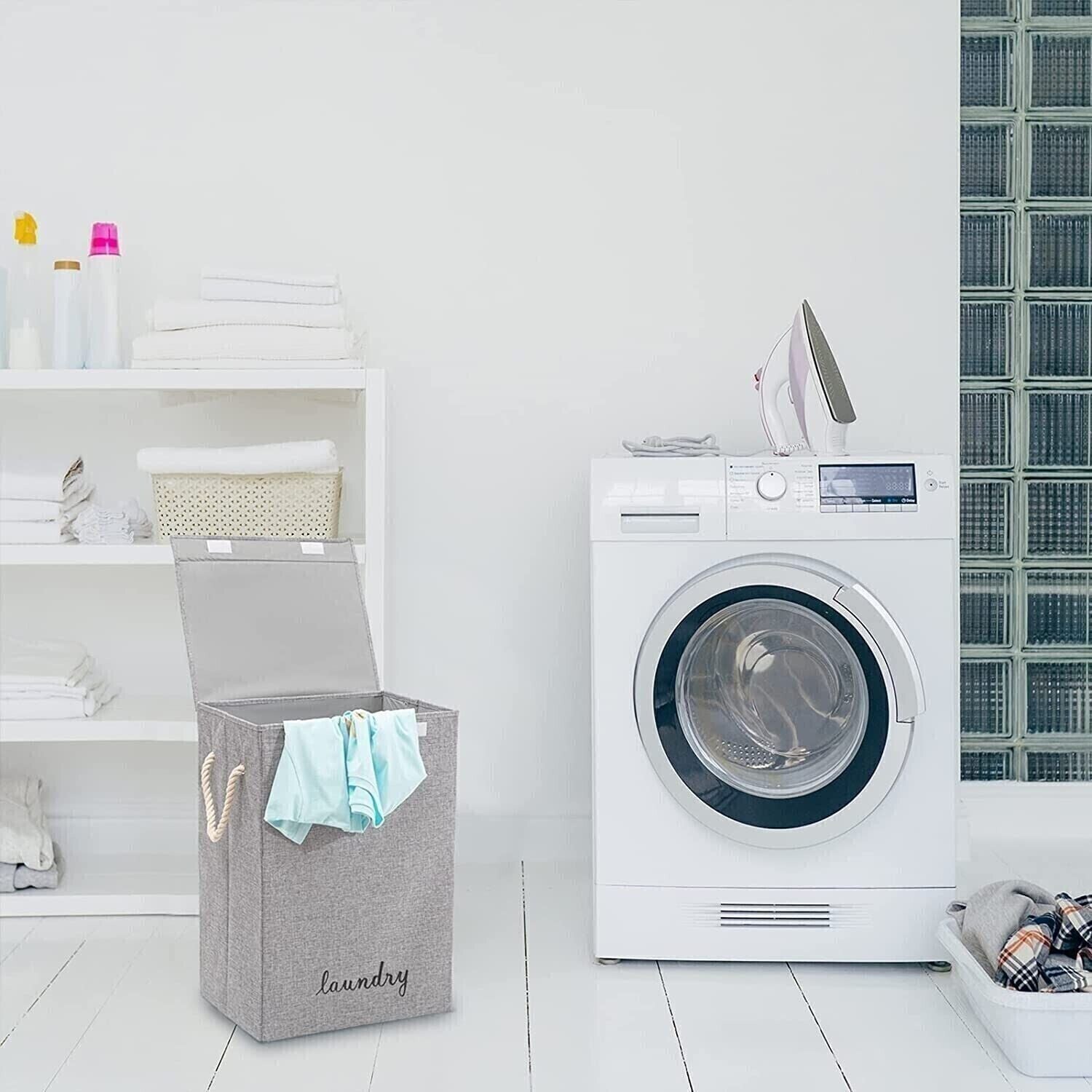 Laundry Basket Dirty Washing Clothes Storage Folding Bin Bag Hamper with Lid