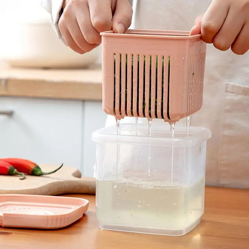 1Pc Kitchen Gadget Plastic Storage Box Fresh-Keeping Box Refrigerator Fruit Vegetable Drain Crisper Kitchen Storage Containers