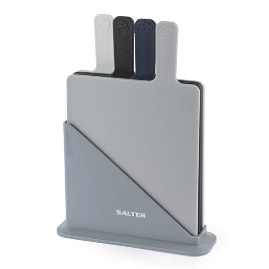 Salter Chopping Boards Set of 4 Charcuterie with Non-Slip Stand Dishwasher Safe