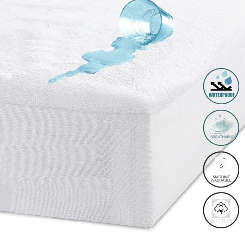 New Waterproof Terry Towel Mattress Protector Fitted Bed Cover Double Non-Noisy