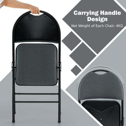 4 Pieces Folding Fabric Dining Chairs with Cushioned Seat and Back