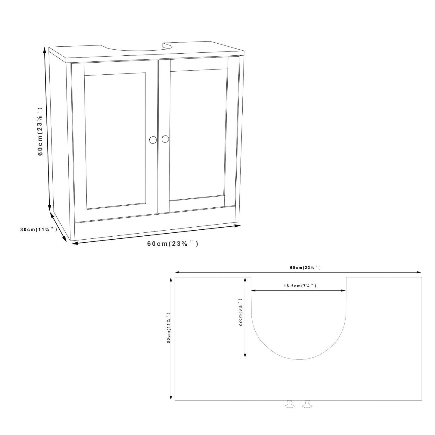 3Pc Bathroom Wood Unit under Sink Cabinet Mirror Cupboard Toilet Paper Dispenser