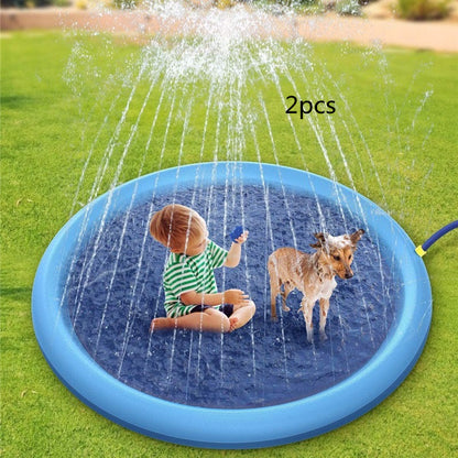Non-Slip Splash Pad for Kids and Pet Dog Pool Summer Outdoor Water Toys Fun Backyard Fountain Play Mat