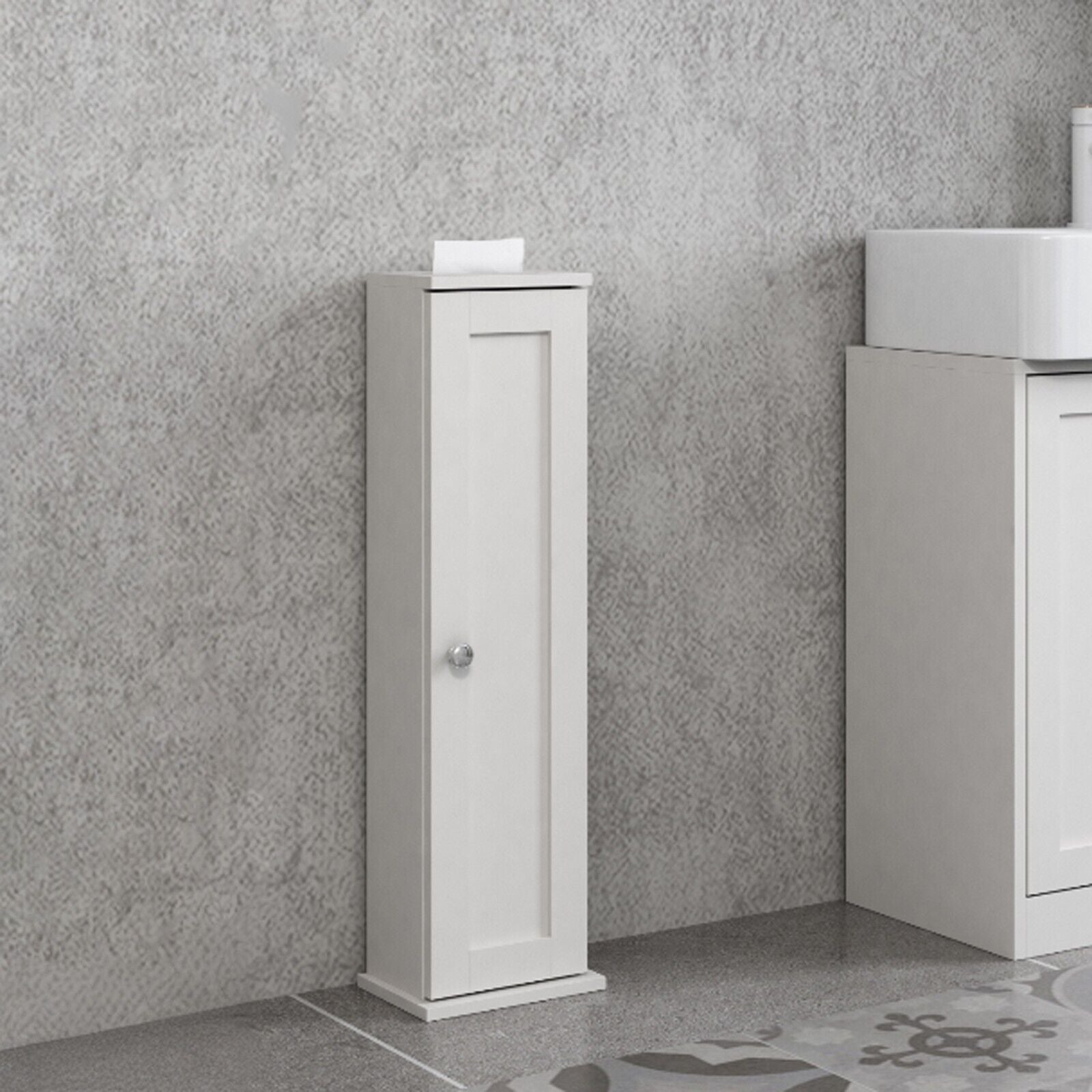 3Pc Bathroom Wood Unit under Sink Cabinet Mirror Cupboard Toilet Paper Dispenser