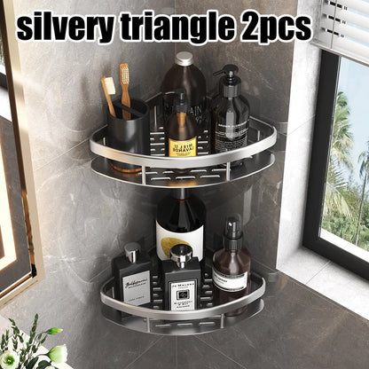 Wall Hanging Corner Rectangular Rack Bathroom Shelf Towel Rack Shelves Wall Shower Shampoo Rack No Drill Shelf Tripod