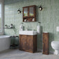 3Pc Bathroom Wood Unit under Sink Cabinet Mirror Cupboard Toilet Paper Dispenser