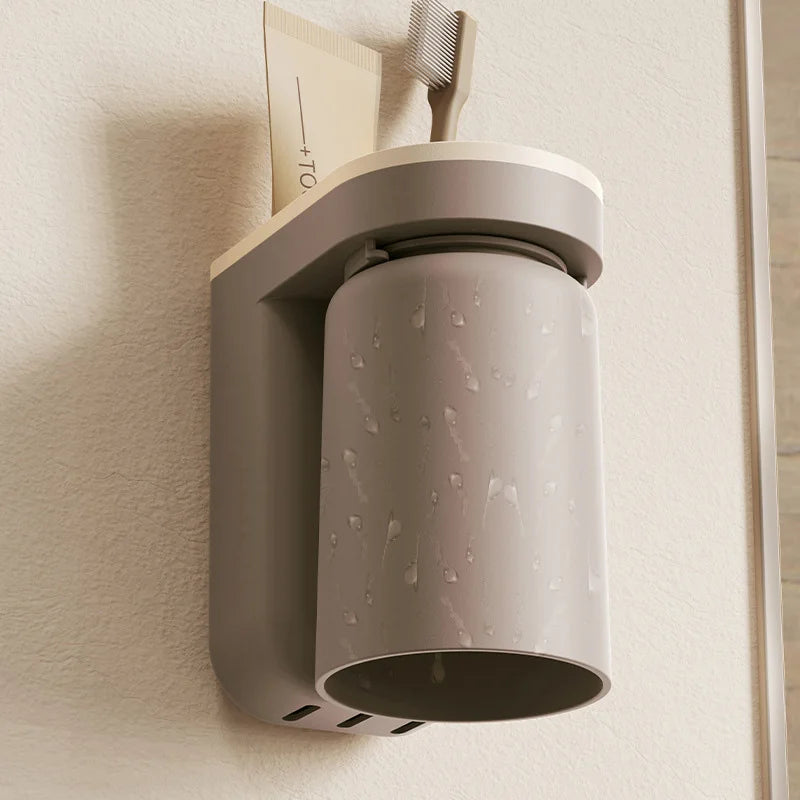 Wall Mounted Toothbrush Holder 2 in 1 Toothbrush Storage Rack Creative Inverted Toothbrush Cup Drain Rack Bathroom Accessories