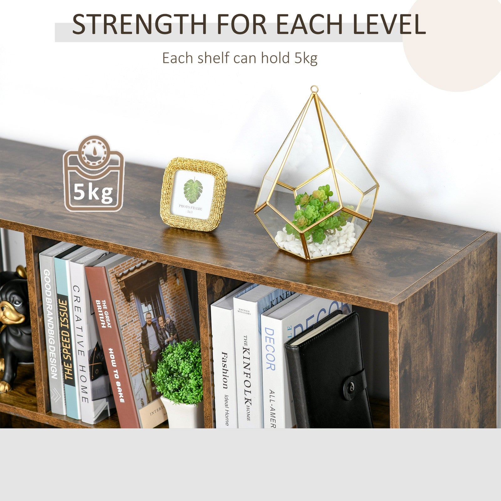 Storage Shelf 3-Tier Bookcase Display Rack Home Organizer for Home Office