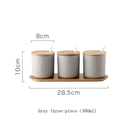 Nordic Ceramic Seasoning Jar with Lid Spoon Seasoning Pot Salt Shaker Sugar Bottle Organizer Home Kitchen Supplies Storage Set