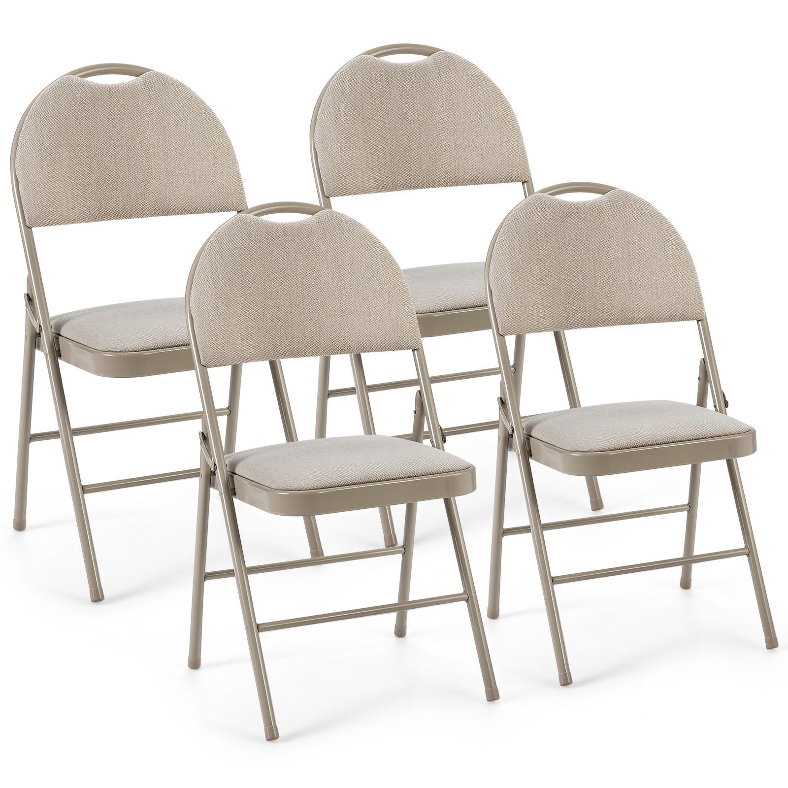 4 Pieces Folding Fabric Dining Chairs with Cushioned Seat and Back