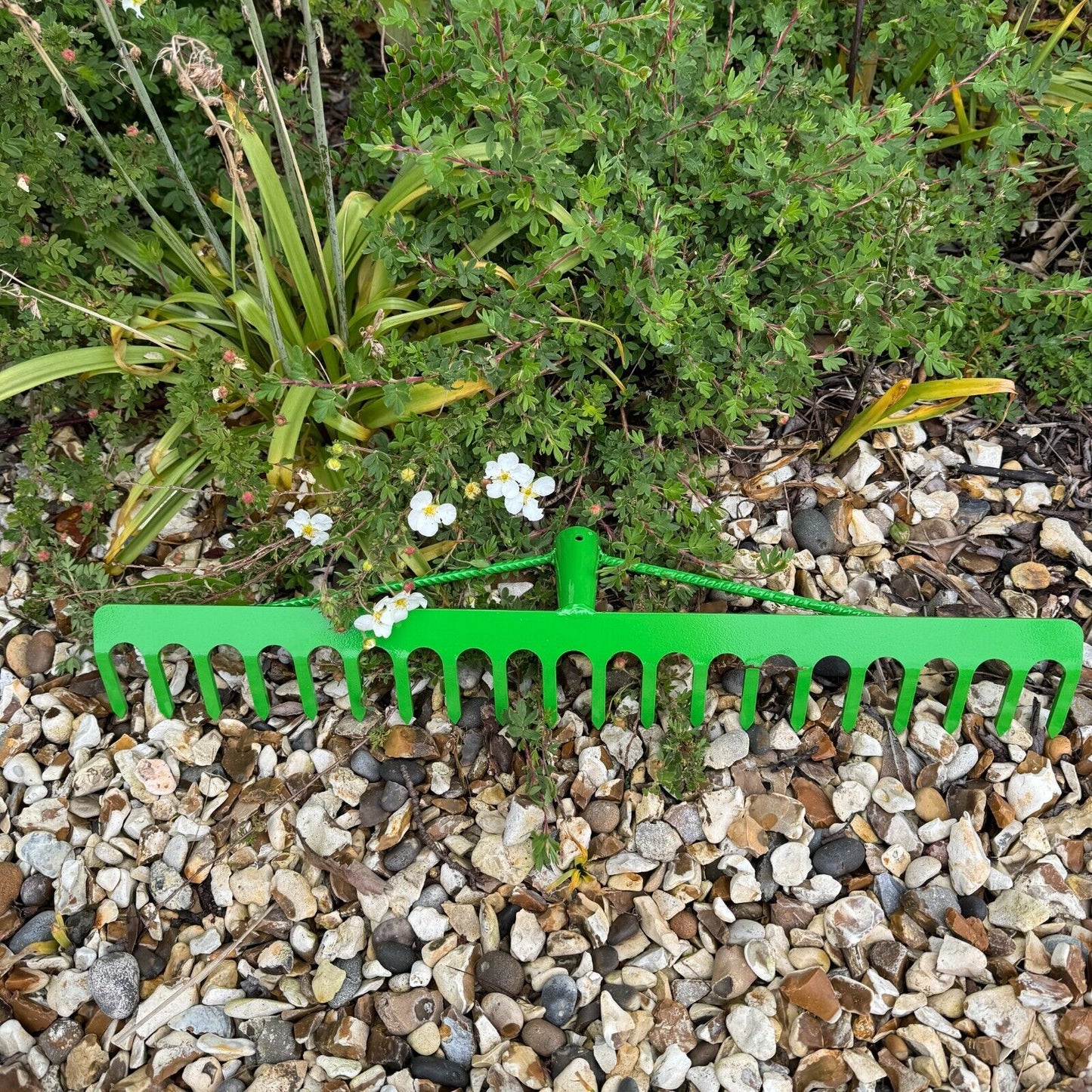 Garden Rake Steel Hardened Heavy-Duty for Hay Leaves Lawn Pebbles Removal Tool