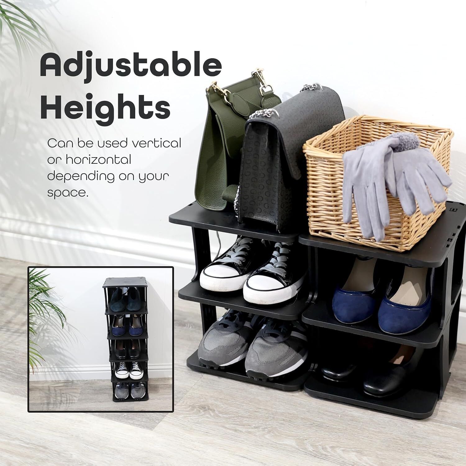 5 Tier Vertical Shoe Holder Stand Rack Available in Black and White Color