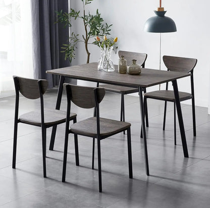 Dining Table and Chairs Set Metal Wood Effect Table Dining Set 4 Chairs Blake