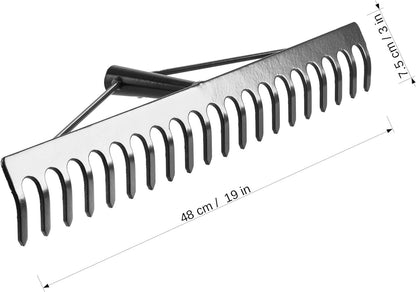Garden Rake Steel Hardened Heavy-Duty for Hay Leaves Lawn Pebbles Removal Tool