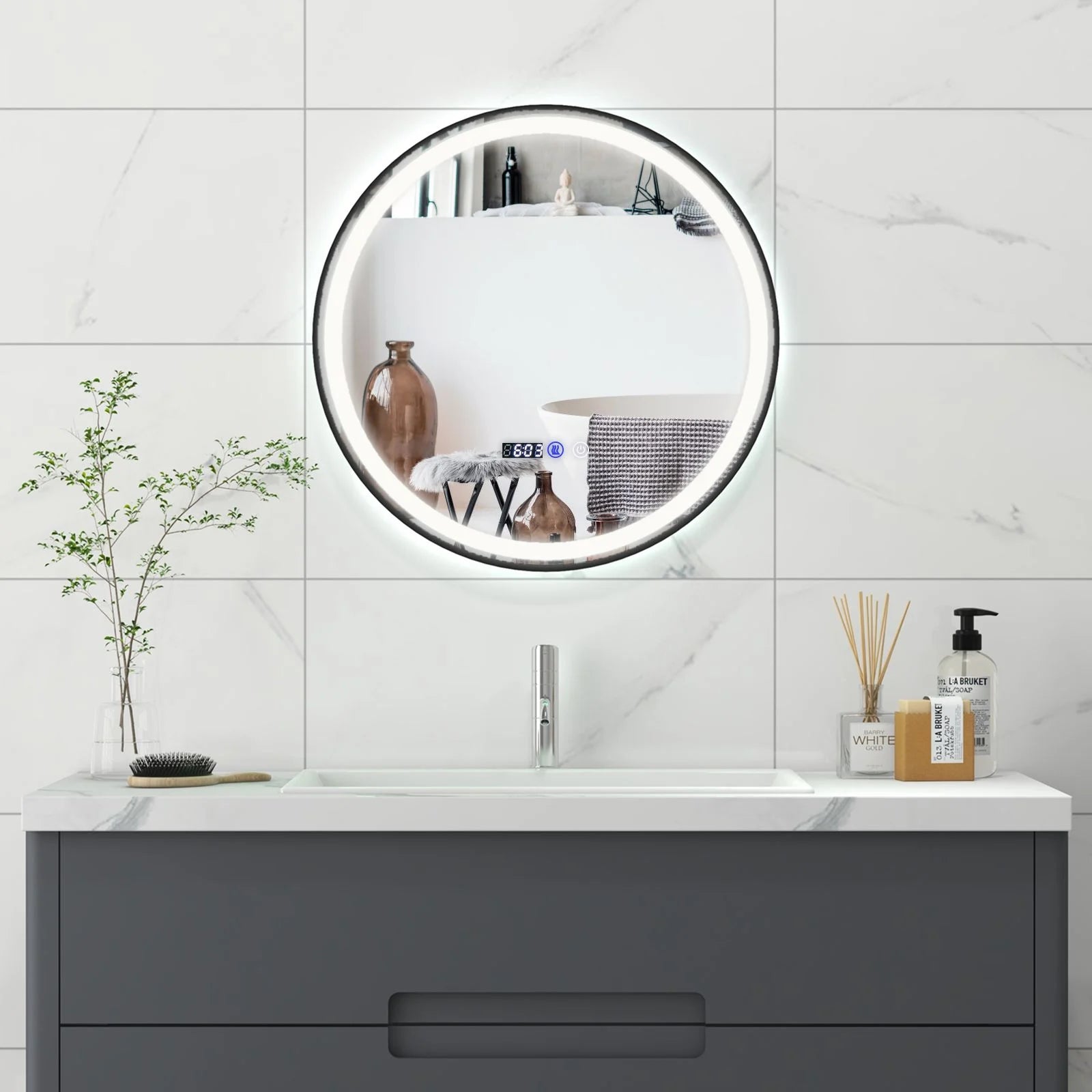 Lighted Bathroom Mirror with 3 Color LED Light Memory Function