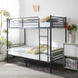 Kids Twin Size Black Iron Bunk Bed with Ladder - Space-Saving, Sturdy Design Bedstead for Children