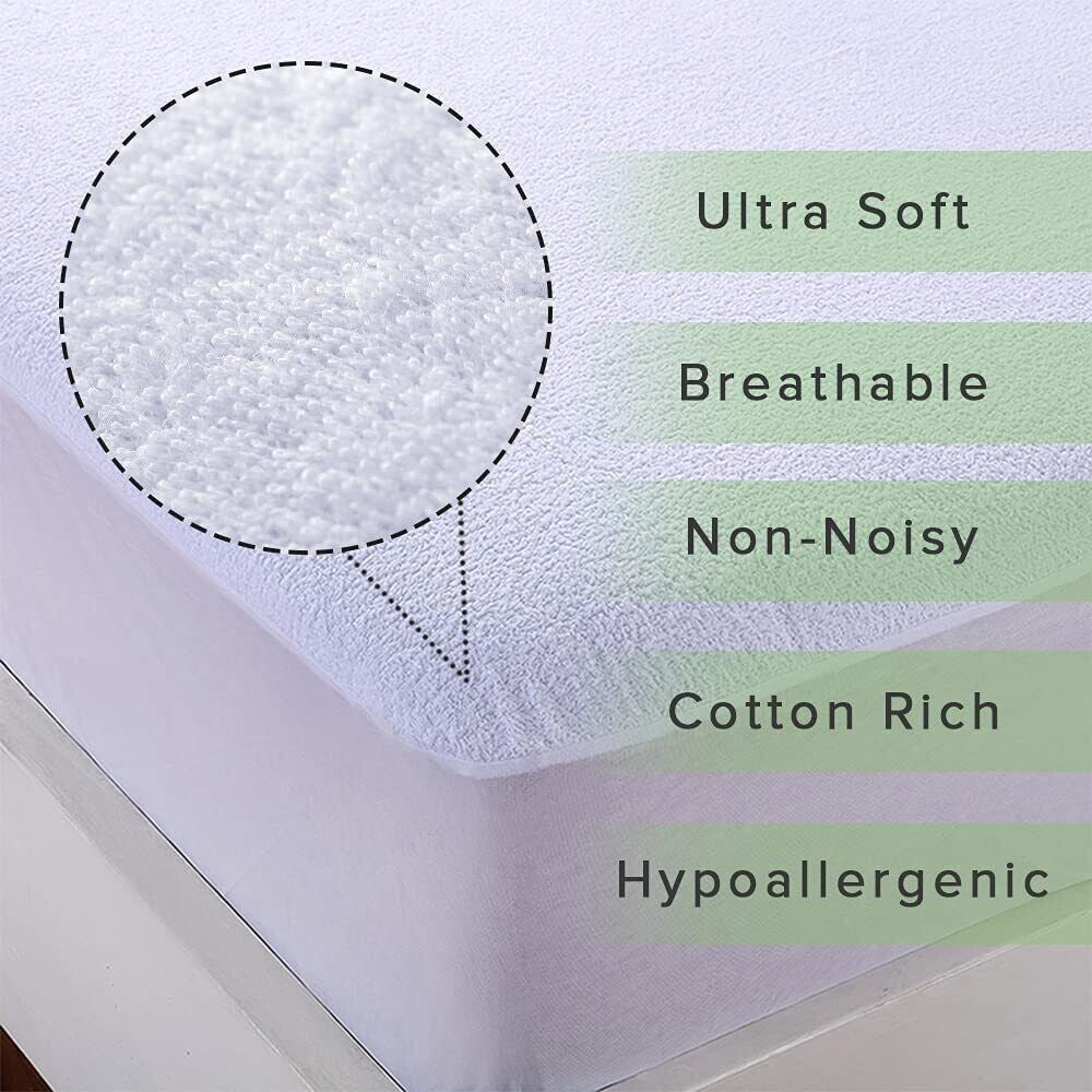 New Waterproof Terry Towel Mattress Protector Fitted Bed Cover Double Non-Noisy