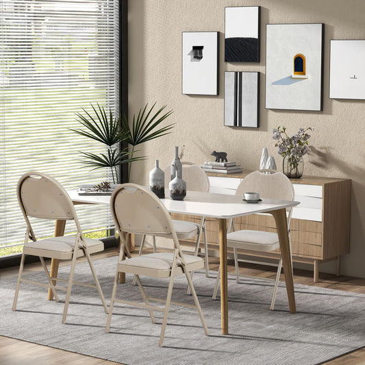 4 Pieces Folding Fabric Dining Chairs with Cushioned Seat and Back