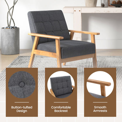 Mid-Century Modern Accent Chair with Breathable Linen Cloth
