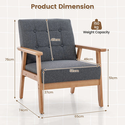 Mid-Century Modern Accent Chair with Breathable Linen Cloth